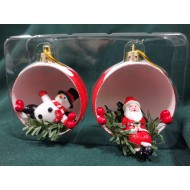 Üveg karácsonyfadísz figurával 2 db/szett Üveg karácsonyfadísz figurával 2 db/szett