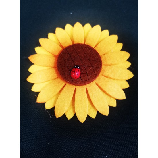 Magnet de frigider din fetru Floarea soarelui 9 cm