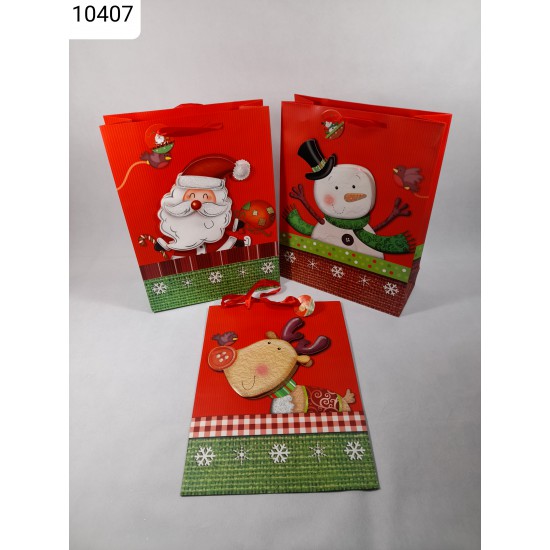 Gift bag 3D Santa Claus, Snowman, Reindeer