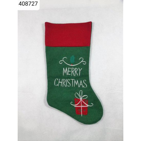 Mikulás csizma hímzett Merry Christmas 43cm