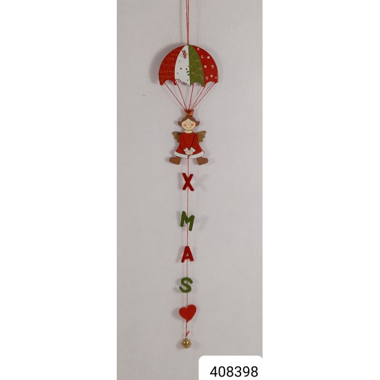 Christmas hanging decoration wooden parachute figure 55 cm