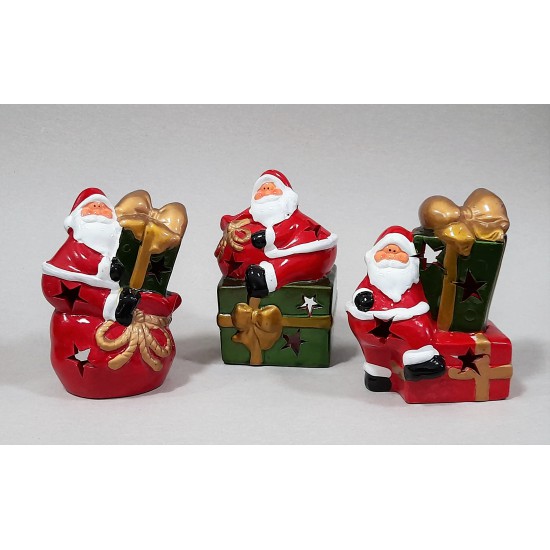 Ceramic candle holder Santa with gifts