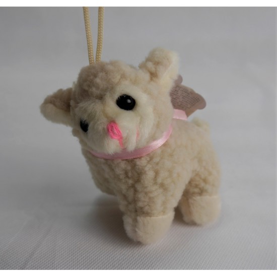 Lamb with pink ribbon
