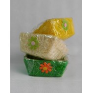 Szizál kosárka virágdekorral szögletes10*8 cm