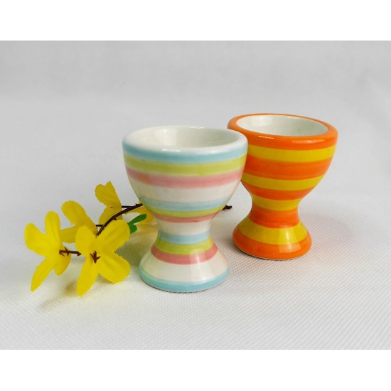 Ceramic egg holder painted with colorful stripes 5.5 * 5.5 cm