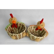 Mat basket with rooster 12cm