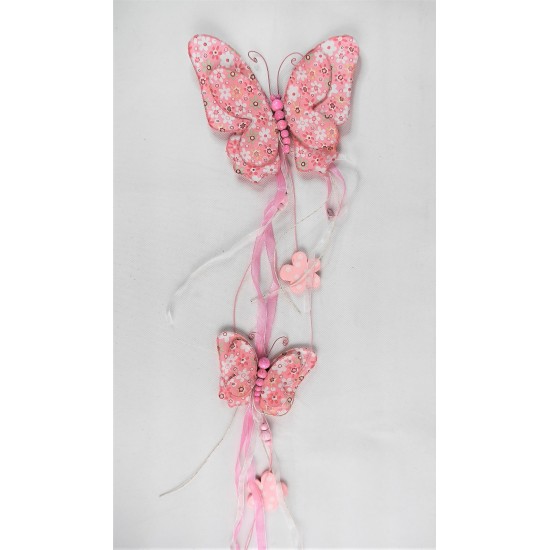 Butterfly hanging decoration with flowers 70cm