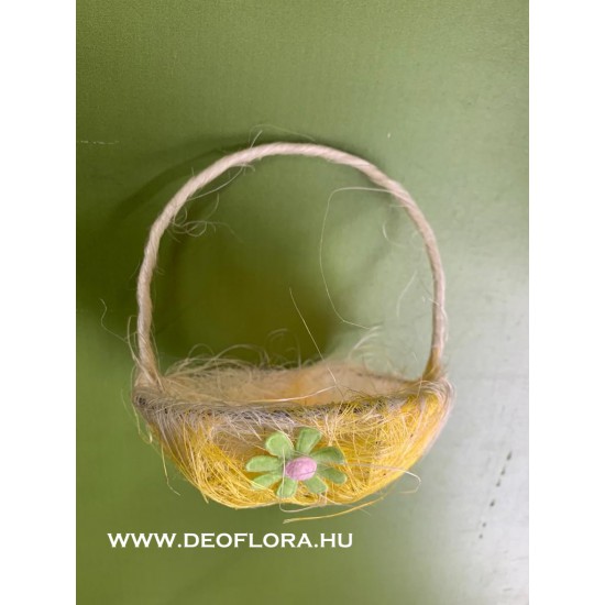 Sisal basket with flower decoration 12 cm