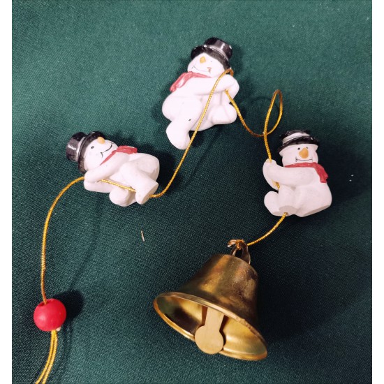 Snowman pendant with metal bell 40 cm