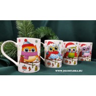 Karácsonyi bögre Bagoly úrfi 250 ml 4 féle