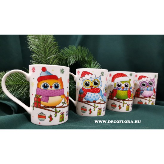 Karácsonyi bögre Bagoly úrfi 250 ml 4 féle