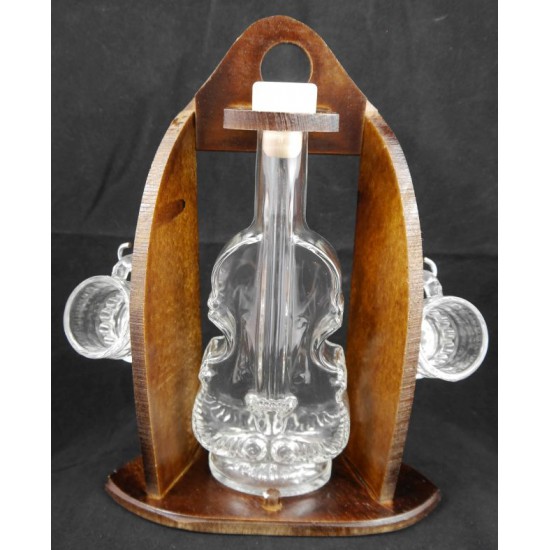 Violin bottle with 2 Shooters on a Wooden Holder