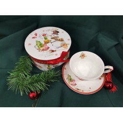 Porcelán tea - kávé készlet Hóemberes motívummal  Porcelán tea - kávé készlet Hóemberes motívummal