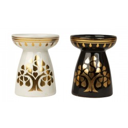 Lampa arome alb-negru cu decor Tree of Life h=12cm d=9.5cm dimensiune Lampa arome alb-negru cu decor Tree of Life h=12cm d=9.5cm dimensiune