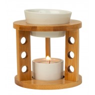 Aroma lamp with round wooden frame h=11.5cm w=11cm  Aroma lamp with round wooden frame h=11.5cm w=11cm