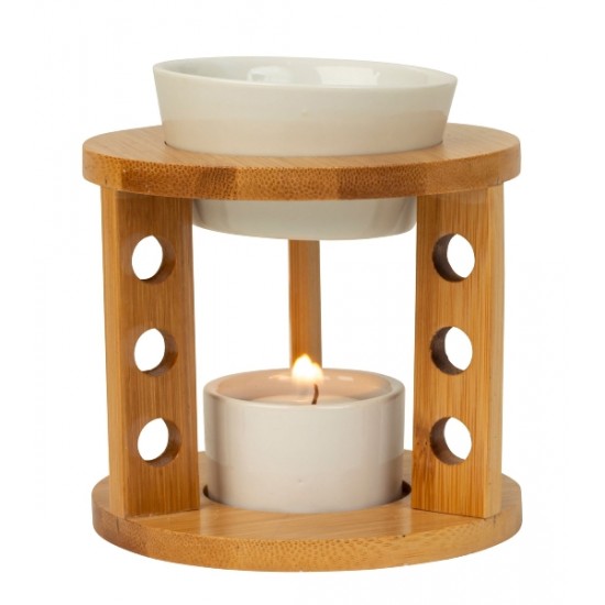 Aroma lamp with round wooden frame h=11.5cm w=11cm