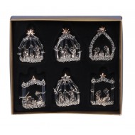 Decorațiuni pentru brad de Crăciun cu scenă Nașterea Domnului din sticlă 5,5 cm Decorațiuni pentru brad de Crăciun cu scenă Nașterea Domnului din sticlă 5,5 cm