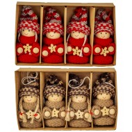Crocheted wooden doll - knitted doll - Christmas tree ornament set of 4 pcs 2 ass