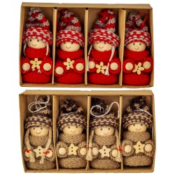 Păpușă din lemn croșetată - păpușă tricotată - ornament pentru brad de Crăciun -set 4 bucati