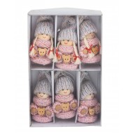 Crocheted wooden doll - knitted doll - Christmas tree ornament - Pink