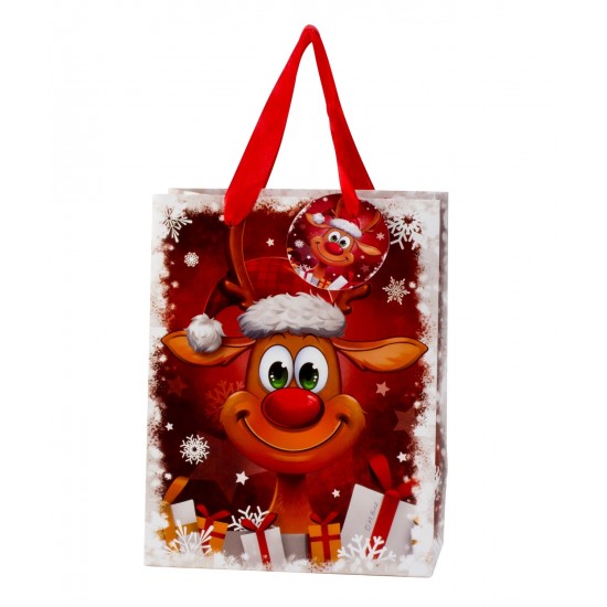 Dísztasak karácsonyi Boldog Rudi 23*18*10 cm Dísztasak karácsonyi Boldog Rudi 23*18*10 cm