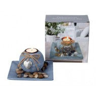 Candleholder set silver leaf Candleholder set silver leaf