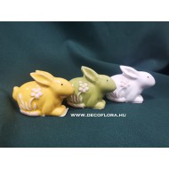 Kerámia nyuszi virágos dekor 8,5 cm 3 féle Kerámia nyuszi virágos dekor 8,5 cm 3 féle