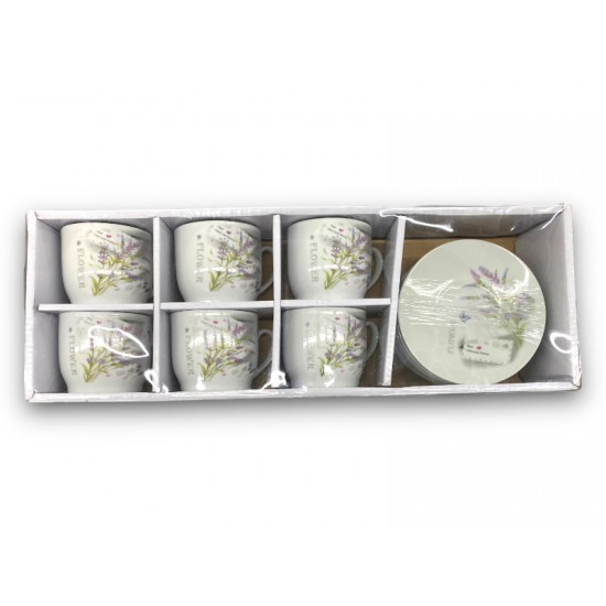 Ceramic cup set for 6 person Flowers