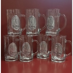 Glass jug 0.5 liter with mixed tin label inscription