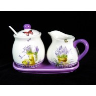 Set suport pentru zahar si lapte din ceramica Lavender Cove