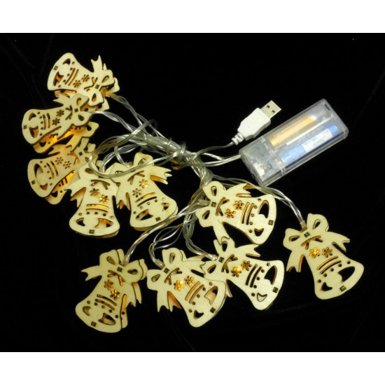 LED light Wooden bells 6cm 10pcs