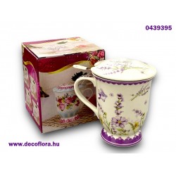 Herbal tea mug with metal filter Lavender decor 300 ml Herbal tea mug with metal filter Lavender decor 300 ml