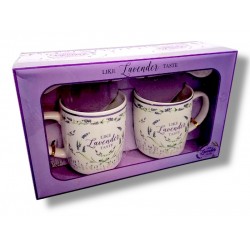 Lavender mug set * 2 ceramic spoons 300 ml Lavender mug set * 2 ceramic spoons 300 ml