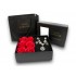 Jewelry box with decorative pouch, metal bracelet with 6 roses - Valentine's gift - Black
