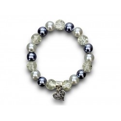 Brățară Frumoasa și Bestia, cu pandantiv metalic cu inimă Brățară Frumoasa și Bestia, cu pandantiv metalic cu inimă