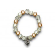 Bracelet Beauty and the Beast, with metal heart charm