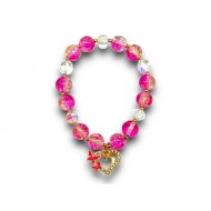 Bracelet Serengeti with decorated metal spacers and butterfly double heart charm 6 sort