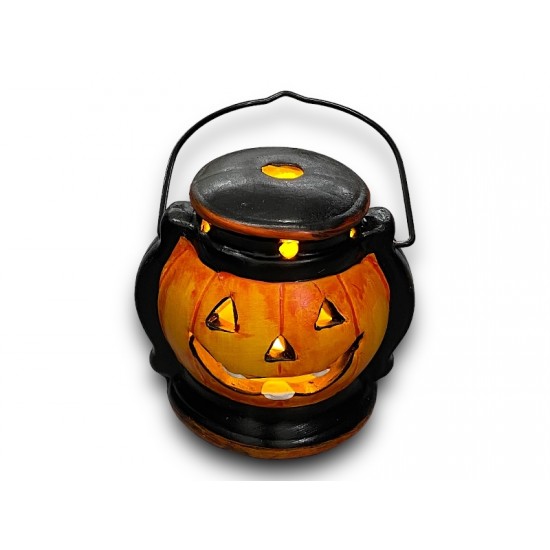Halloween kerámia töklámpás 6*6 cm  + led