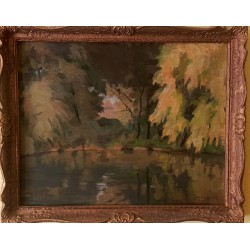 Handmade Oil Paint Landscape Framed in Old goldened Wood Frame -Juhasz Marton - Martin Juhasz Handmade Oil Paint Landscape Framed in Old goldened Wood Frame -Juhasz Marton - Martin Juhasz