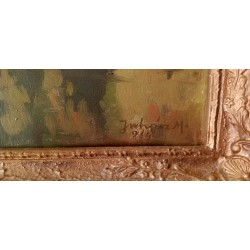 Handmade Oil Paint Landscape Framed in Old goldened Wood Frame -Juhasz Marton - Martin Juhasz Handmade Oil Paint Landscape Framed in Old goldened Wood Frame -Juhasz Marton - Martin Juhasz