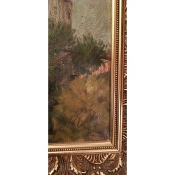Handmade Oil Paint Landscape Framed in Gold Wood Frame Handmade Oil Paint Landscape Framed in Gold Wood Frame