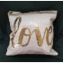 Flitteres párna Love felirattal fehér-arany