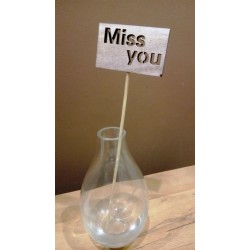 Dekor leszúrható fa pick táblával "Miss You-Hiányzol!"
