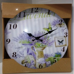 Ceas perete Lavanda in ghiveci metalic 28 cm
