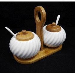 Asztali fűszertartó szett Milano porcelán kanállal Asztali fűszertartó szett Milano porcelán kanállal