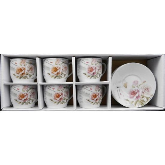 Ceramic cup set for 6 person Rose