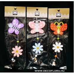 Függő dekoráció fémcsengővel Pillangó 25 cm 3s