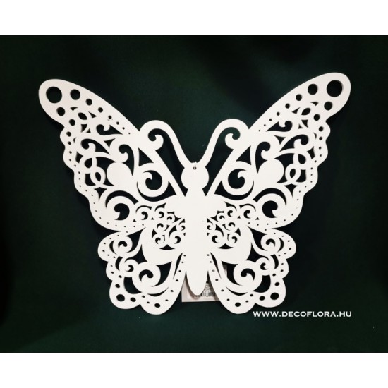 Fehér fa pillangó dekoráció 29 cm