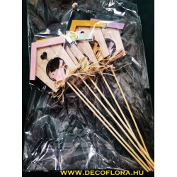 Fa dekor házikó pick 6 db 23 cm