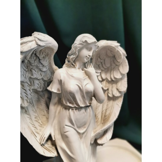 Stone angel with candlestick base 28 cm